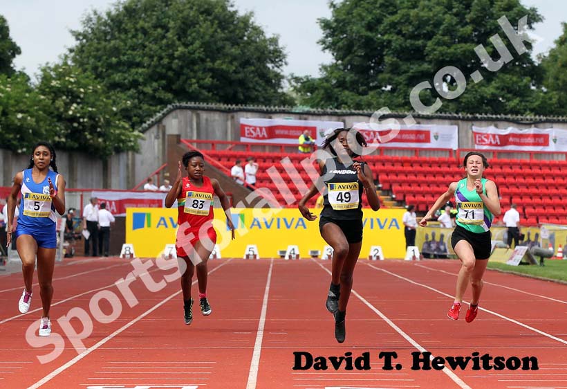Neita Darryl  (London) wins the inter girls 400 metres.